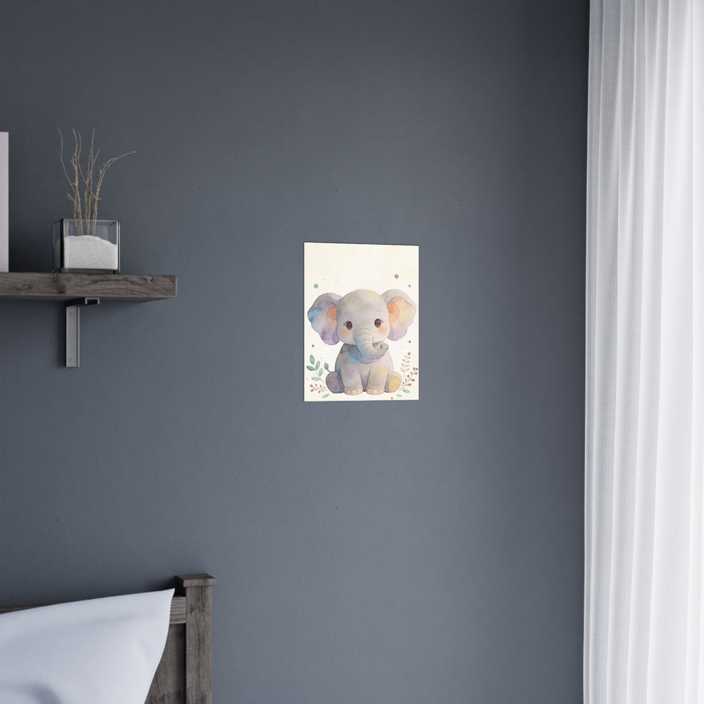 Baby-Elefanten-Poster (matt) – Niedliches Aquarell-Wandbild fürs Kinderzimmer