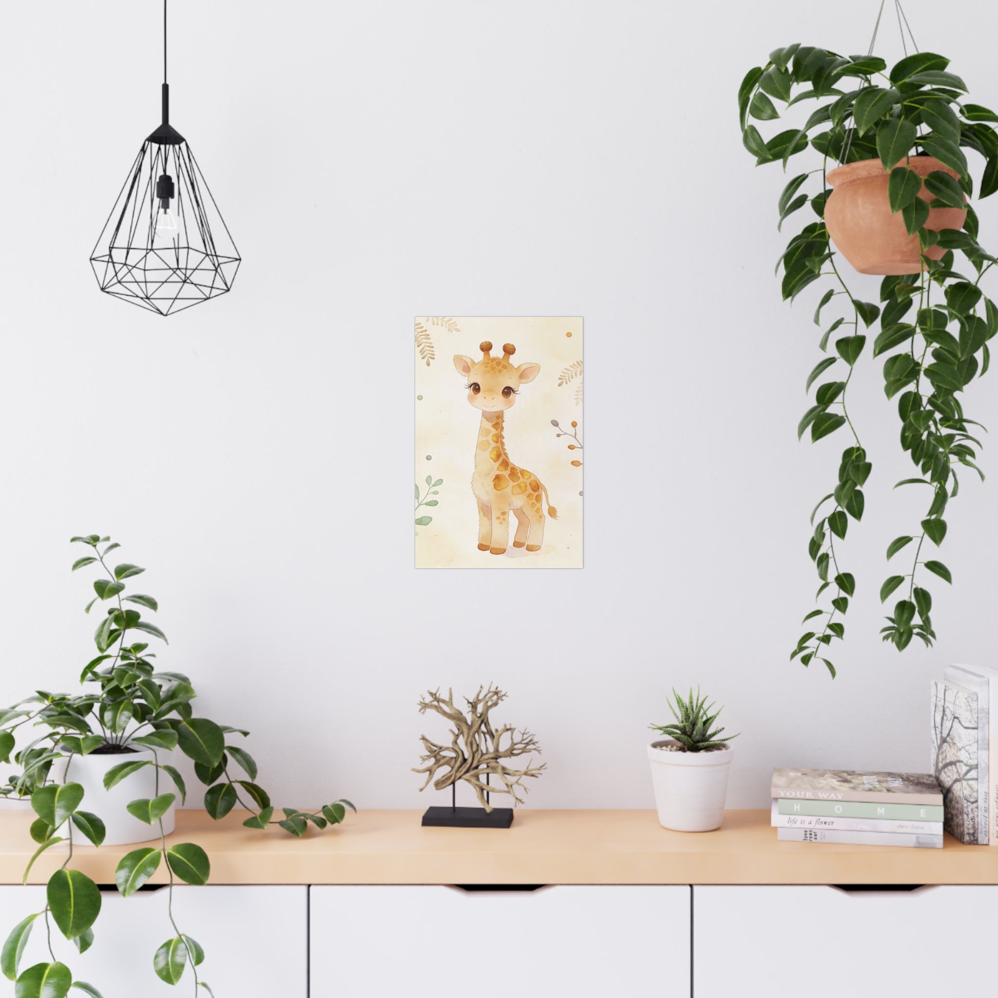 Giraffen-Babyzimmerposter – Niedliches, mattes Aquarellposter fürs Kinderzimmer