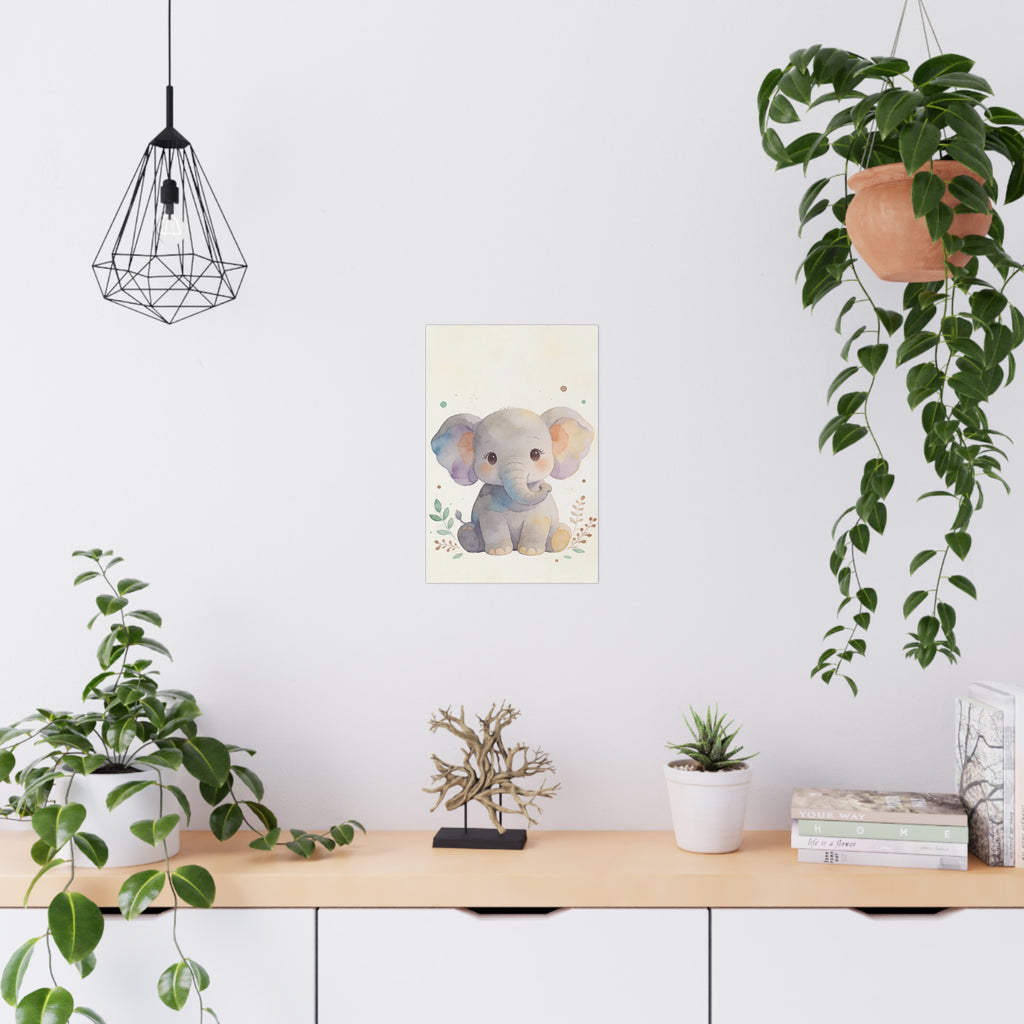Baby-Elefanten-Poster (matt) – Niedliches Aquarell-Wandbild fürs Kinderzimmer