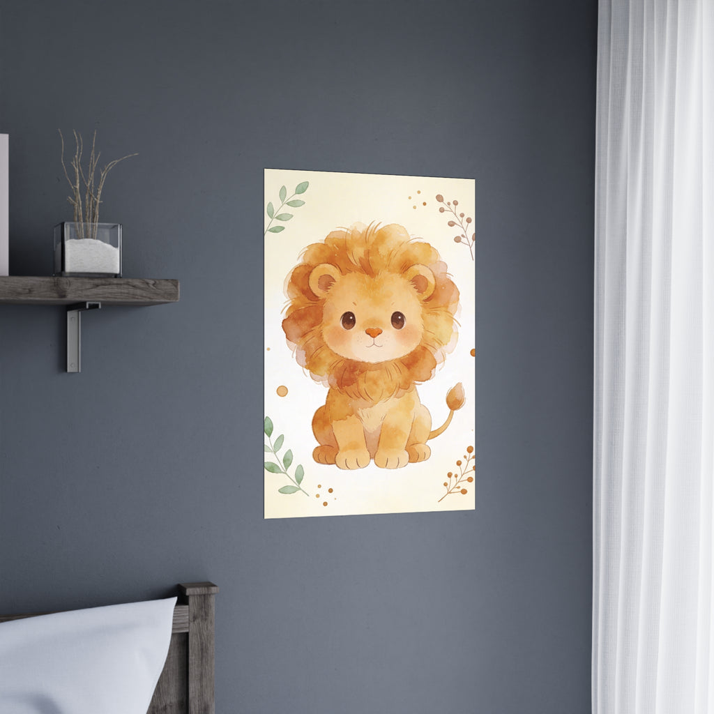 Niedliches Aquarell-Löwenposter – Wandbild fürs Kinderzimmer, mattes Design