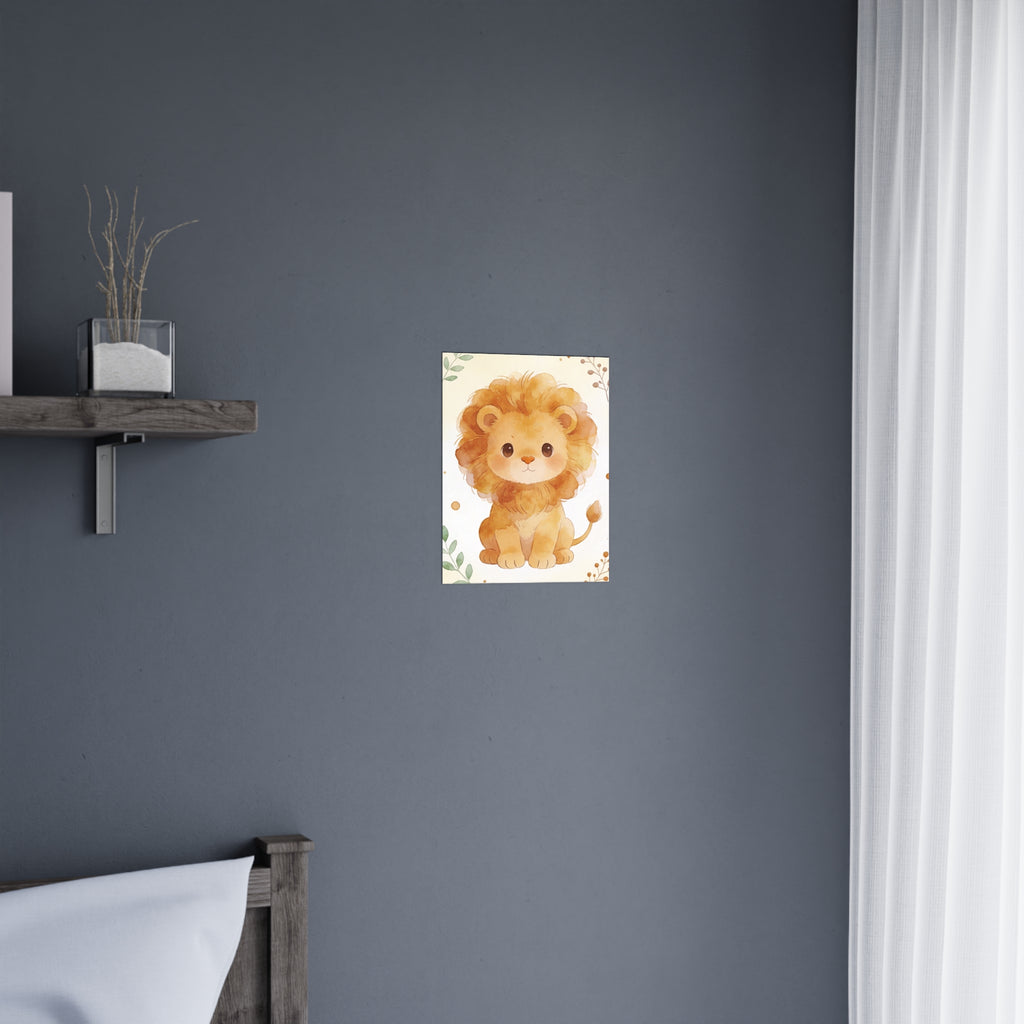 Niedliches Aquarell-Löwenposter – Wandbild fürs Kinderzimmer, mattes Design