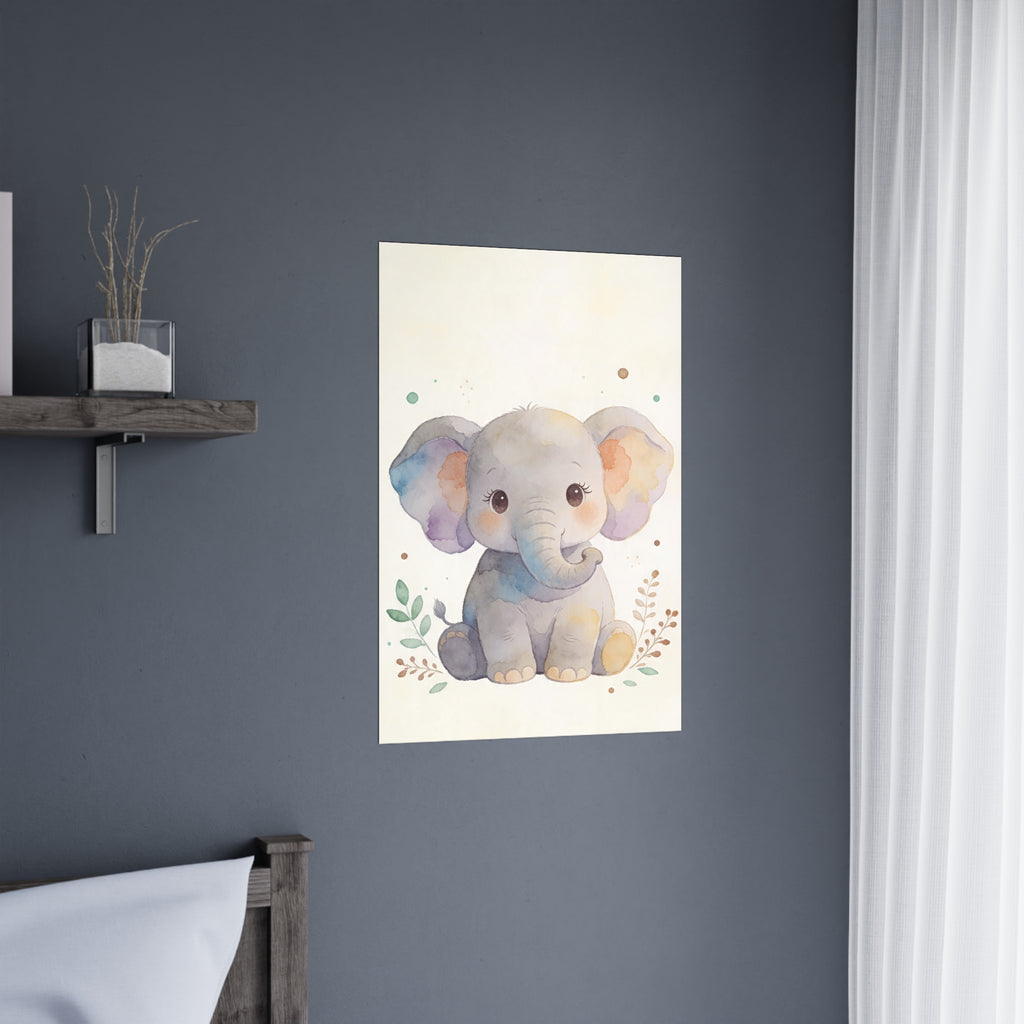 Baby-Elefanten-Poster (matt) – Niedliches Aquarell-Wandbild fürs Kinderzimmer
