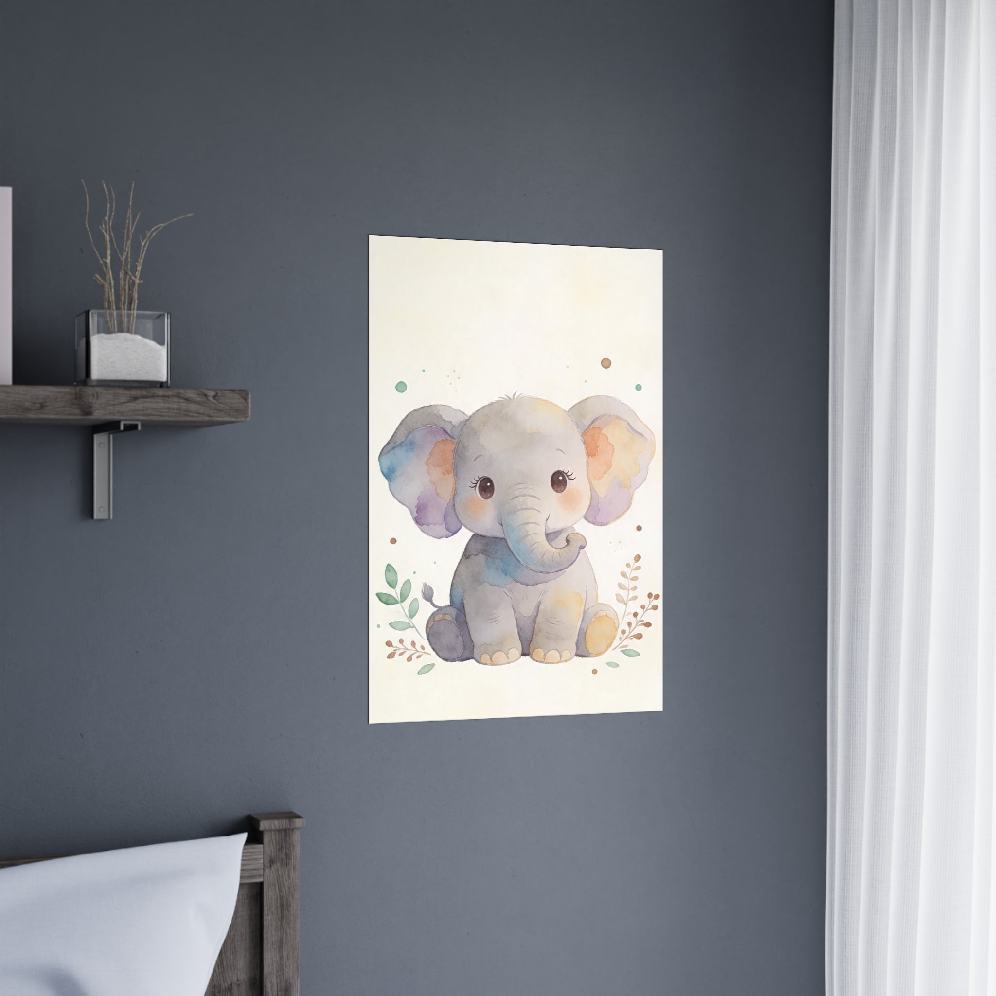 Baby-Elefanten-Poster (matt) – Niedliches Aquarell-Wandbild fürs Kinderzimmer