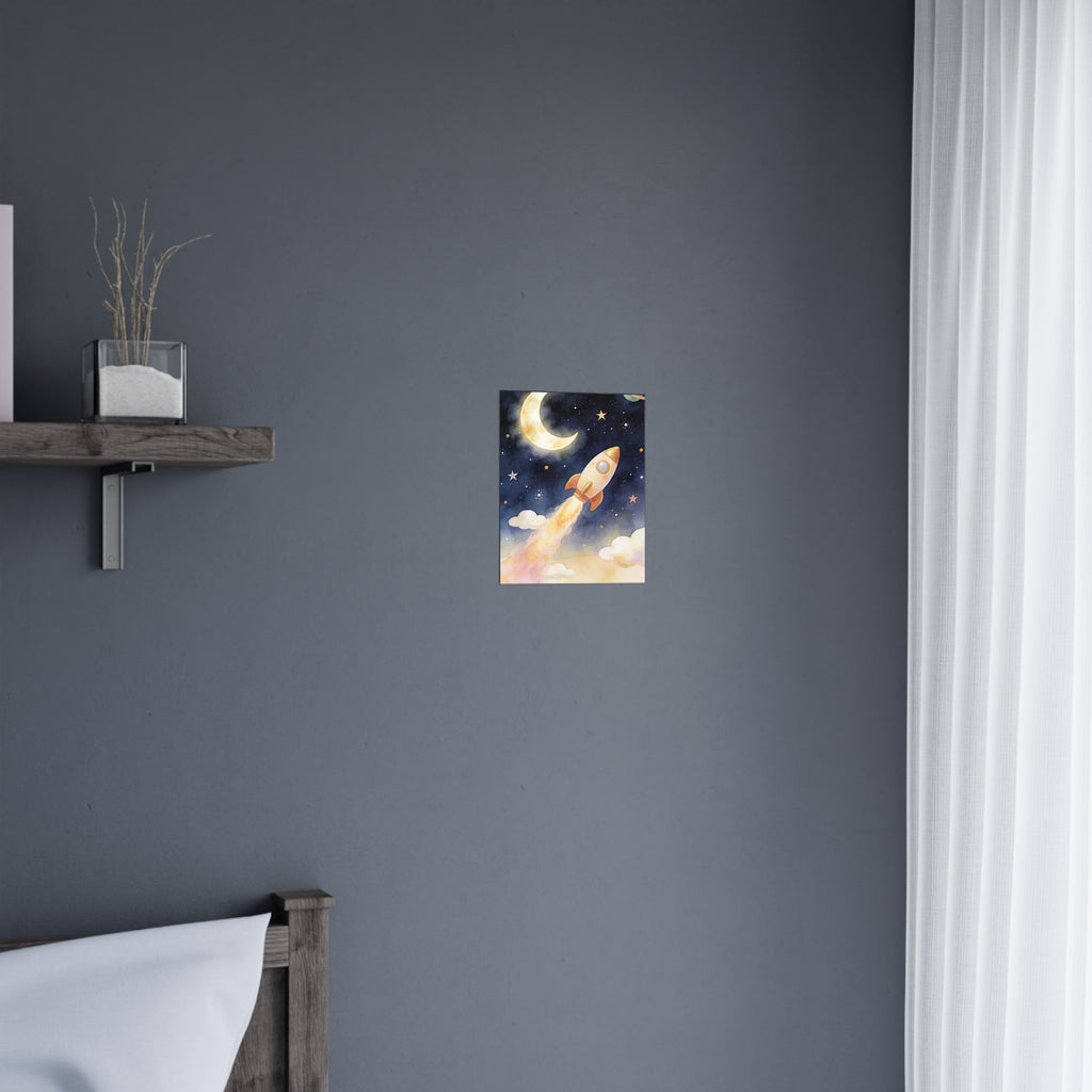 Raketen-Mond-Poster fürs Kinderzimmer – Verspielte Weltraum-Wandkunst fürs Kinderzimmer
