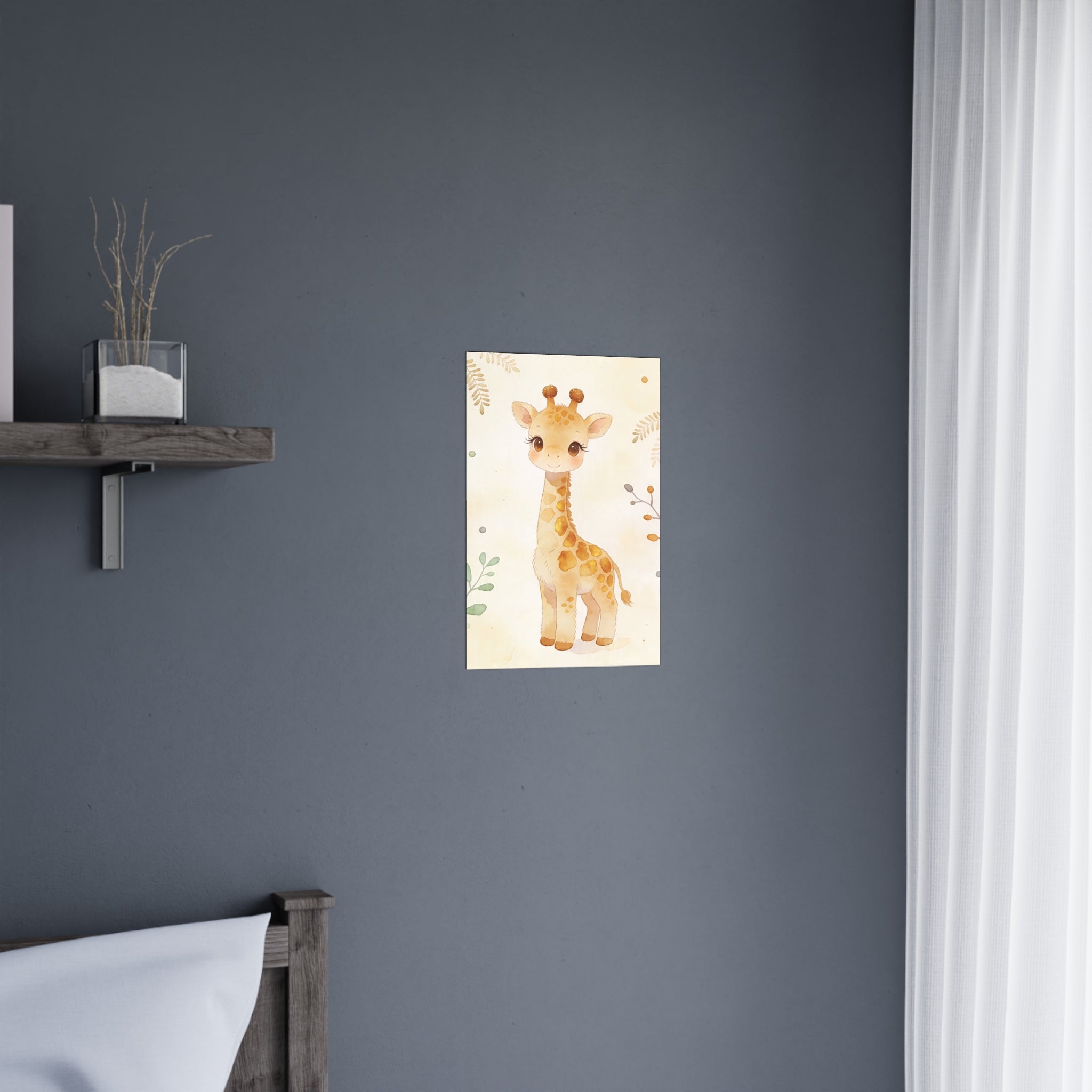 Giraffen-Babyzimmerposter – Niedliches, mattes Aquarellposter fürs Kinderzimmer