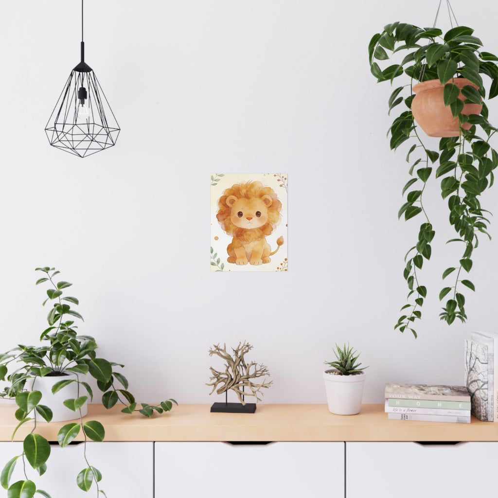 Niedliches Aquarell-Löwenposter – Wandbild fürs Kinderzimmer, mattes Design
