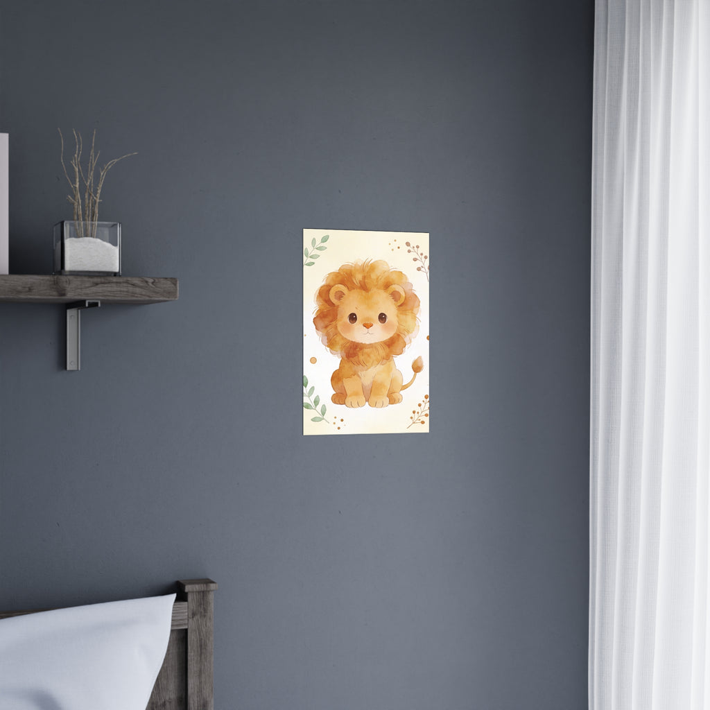 Niedliches Aquarell-Löwenposter – Wandbild fürs Kinderzimmer, mattes Design