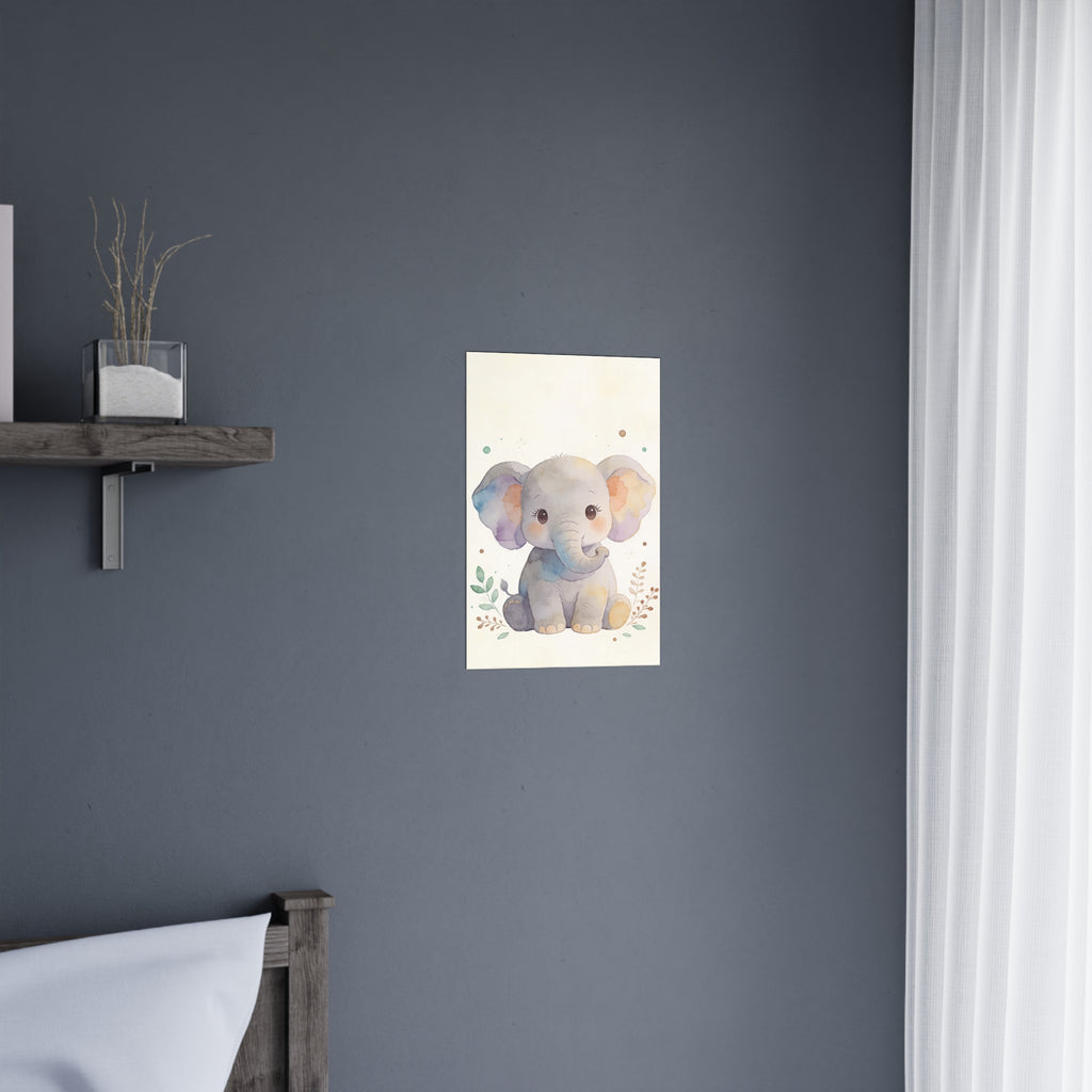 Baby-Elefanten-Poster (matt) – Niedliches Aquarell-Wandbild fürs Kinderzimmer
