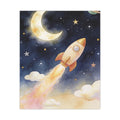 Raketen-Mond-Poster fürs Kinderzimmer – Verspielte Weltraum-Wandkunst fürs Kinderzimmer