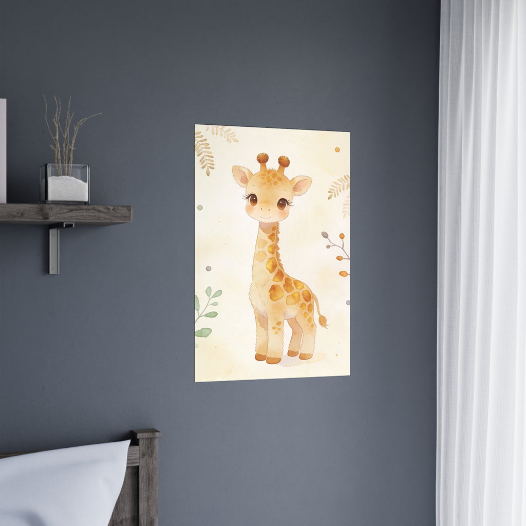Giraffen-Babyzimmerposter – Niedliches, mattes Aquarellposter fürs Kinderzimmer